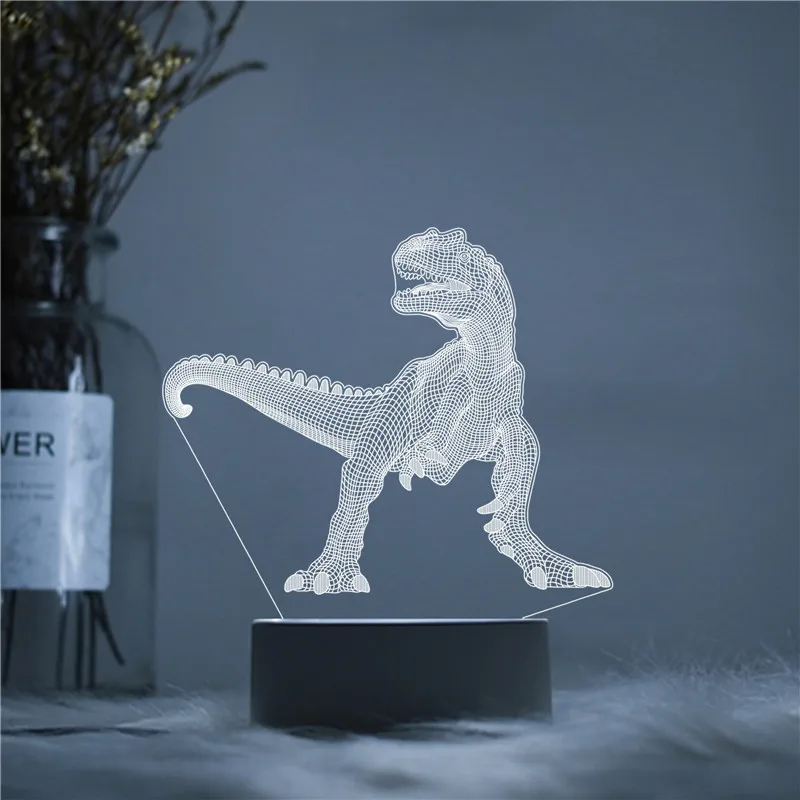 Jurassic период парк динозавров СЕРИИ Светодиодный 3D акриловый Ночник светильник с