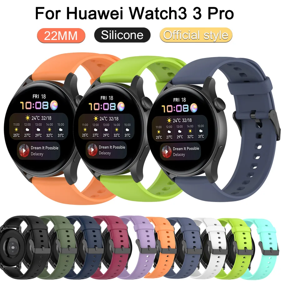 

22mm Silicone Watch Band for Huawei Watch 3 GT 2 Pro Soft Sport Strap Bracelet Watchband for Samsung Galaxy Watch 46mm Gear S3
