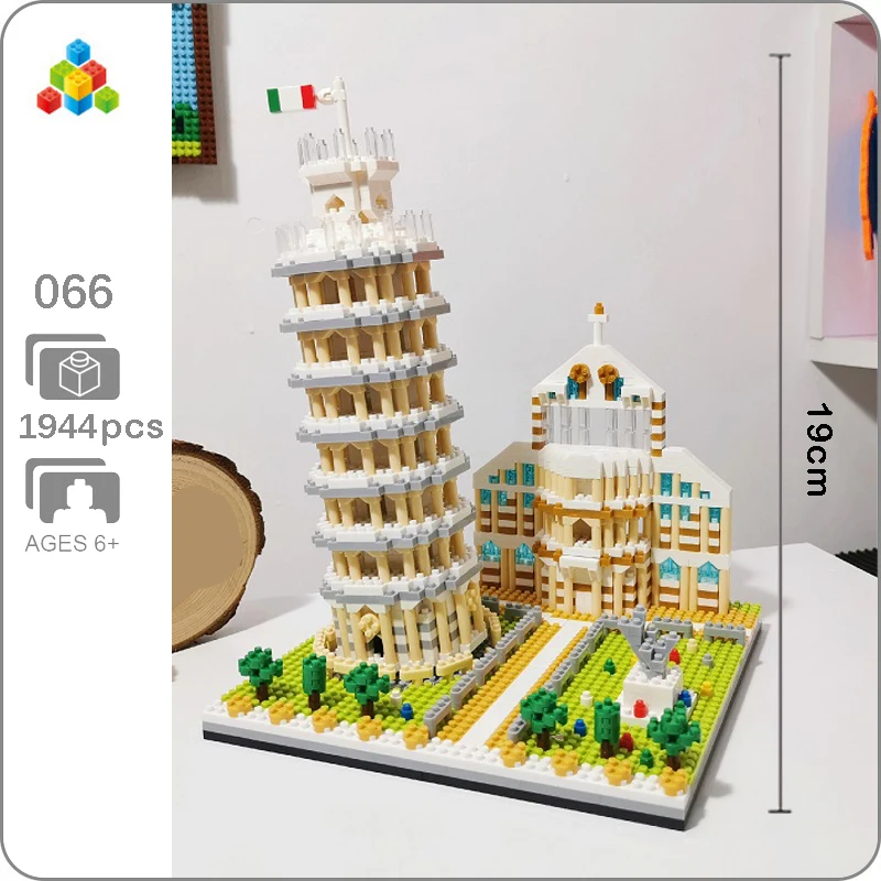 

YZ 066 World Famous Architecture Leaning Tower of Pisa 3D Model Mini Diamond Building Small Blocks Brick Toy for Children no Box