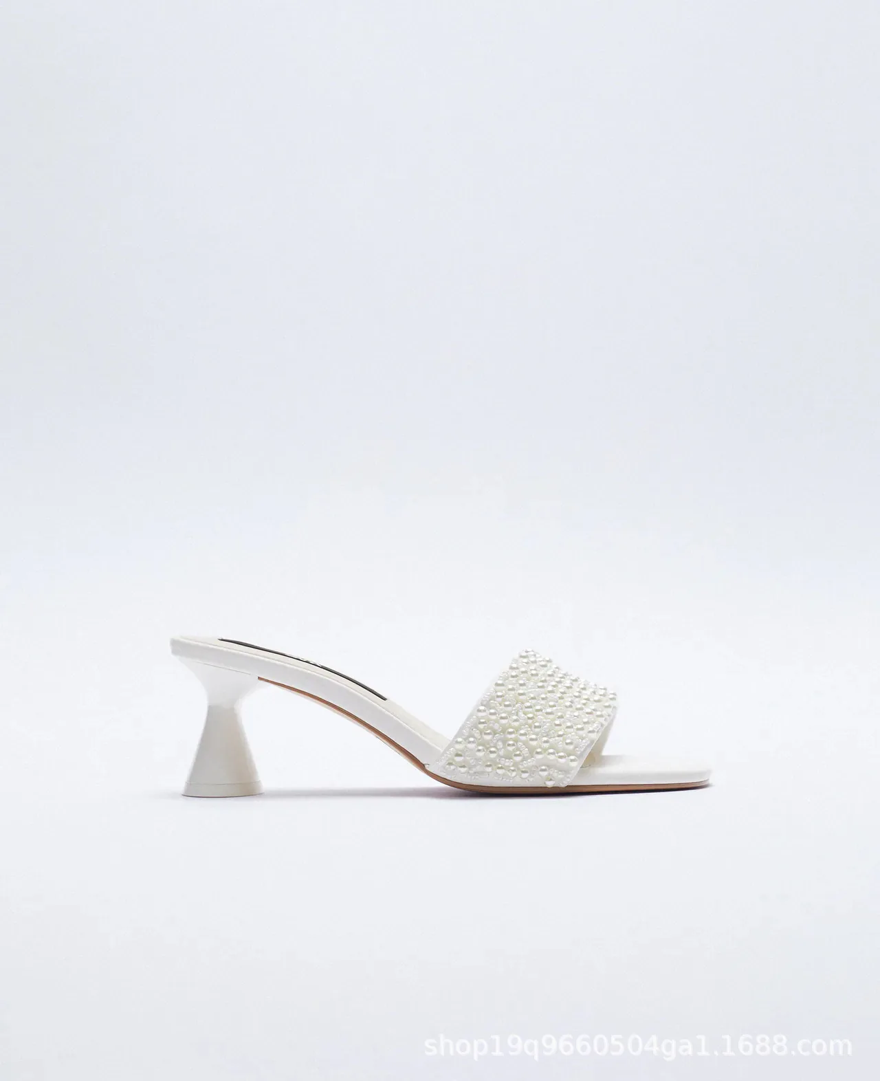 

Women's Sandals 2021 Summer New Women's Casual High Heel Sandals With White Pearl Decorative Square Head