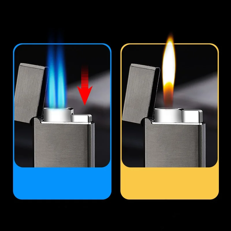 

Double Fire Torch Open Flame cigarette lighter Creative Portable Metal Lighters Windproof Gas Lighter Blue Flame
