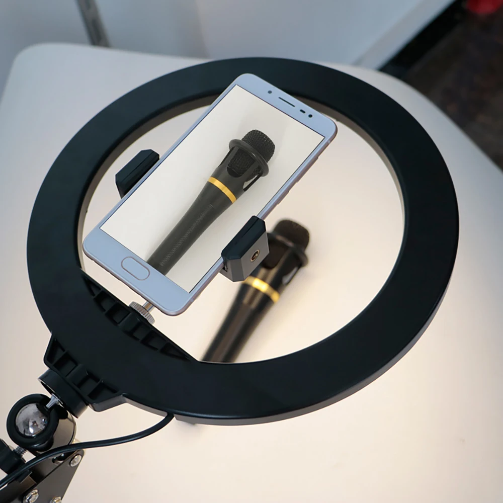 

Foldable Phone Holder with ringlight Desktop Stand Bracket Lazy Mobile Phone Holder Tripod Stand for Recording Live Video camera