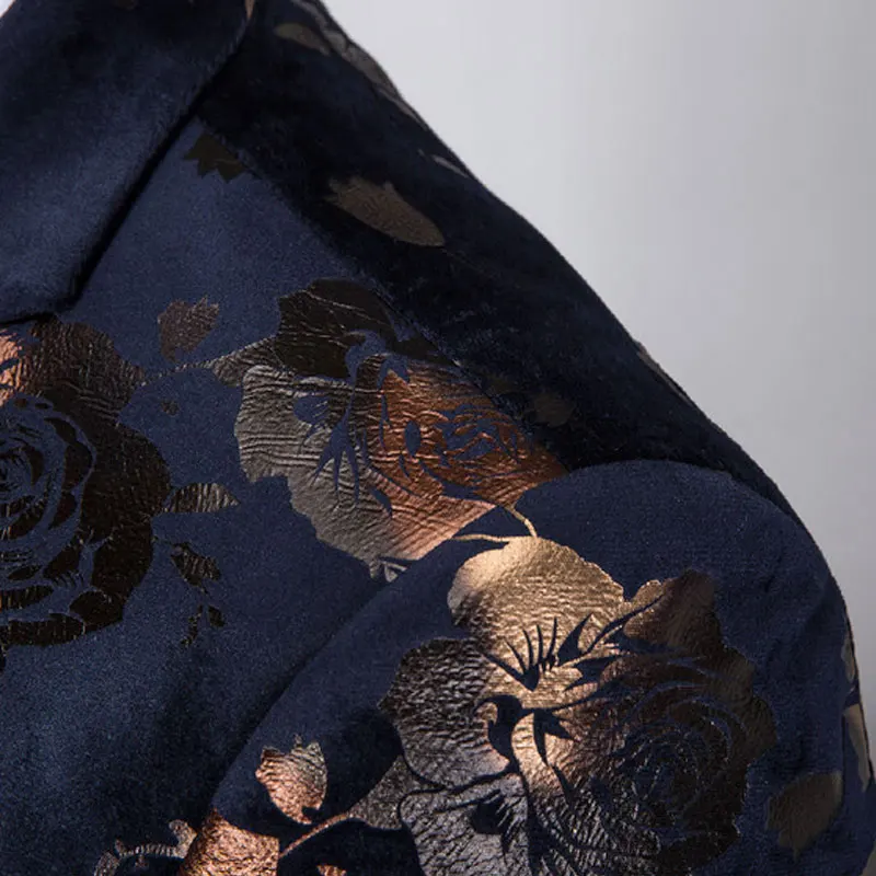 Male Slim Fit Suits Groom Wedding Blazer / Men Flower Print Coat Vest Pants 3 Pieces Set Business Luxury Jacket Waistcoat | Мужские