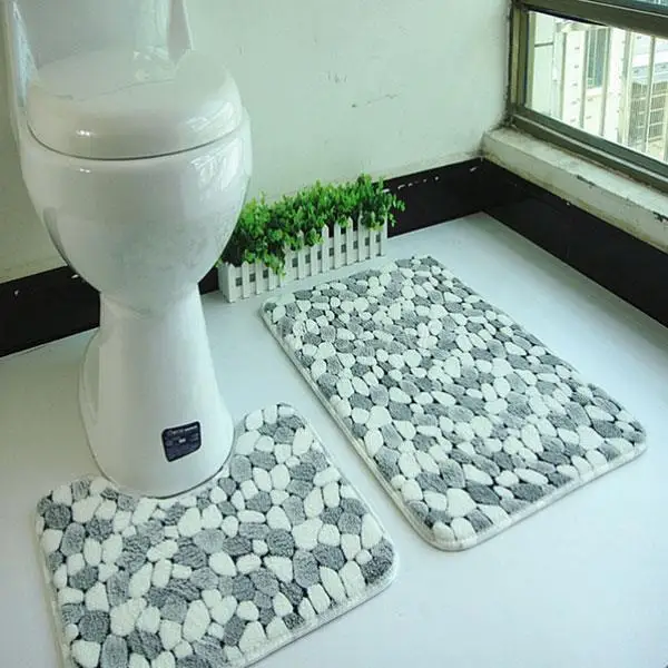 

Stone Bath Pedestal Non Slip Comfy Carpet Floor Pedestal Mat 2 Pieces
