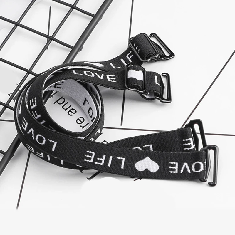 

2pc Sexy Love Letter Print Women Bra Shoulder Strap Clasp Hook Adjustable White Slip-Resistant Buckle Underwear Bra Accessories