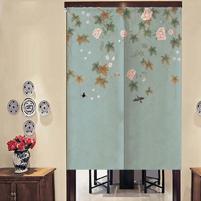 Китайская дверная занавеска с цветами и птицами декоративная для спальни ванной