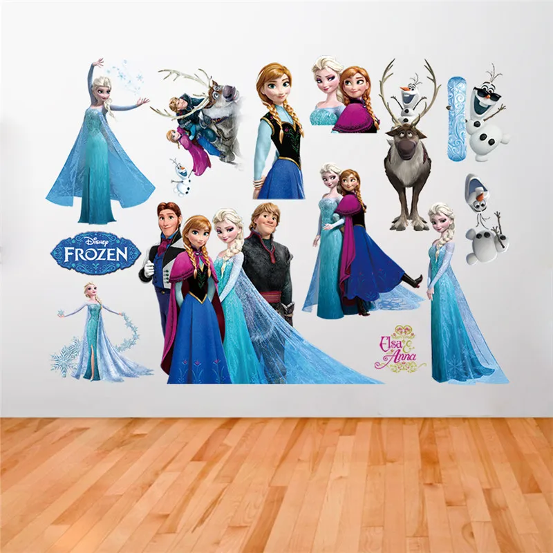 Cartoon  Frozen wall stickers for kids room Kindergarten Bedroom Wall decoration Movie posters Door sticker  Gifts for children images - 6