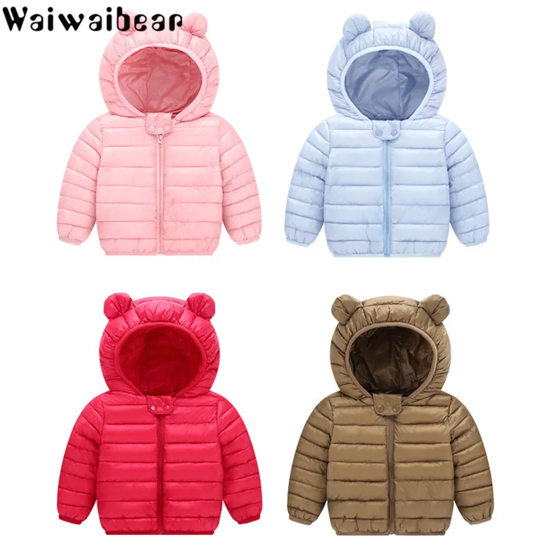Waiwaibear/новые зимние пальто для малышей пуховое хлопковое пальто, куртка одежда для малышей пуховая куртка с капюшоном для малышей, одежда для мальчиков и девочек