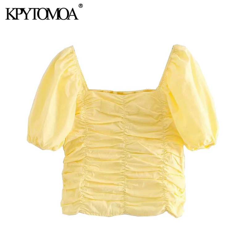 KPYTOMOA Женская коллекция 2020 года милые модные плиссированные укороченные блузки