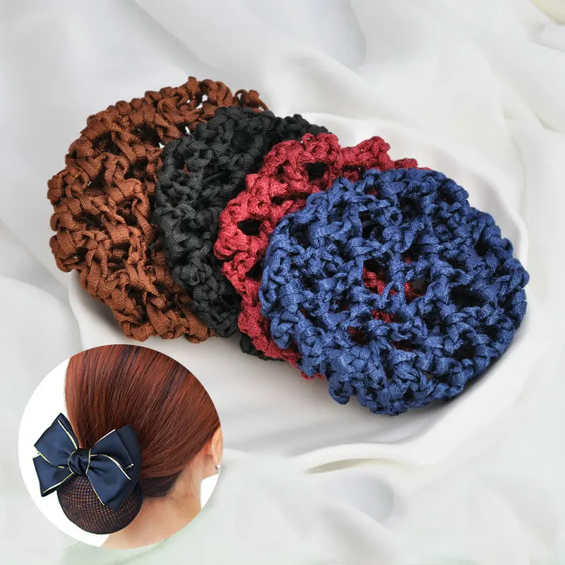 

10PCS Women Elastic Band Bun Cover Snood Ballet Dance Skating Hair Net Lady New Headdress Crochet Hairbands Mesh DIY Accessories