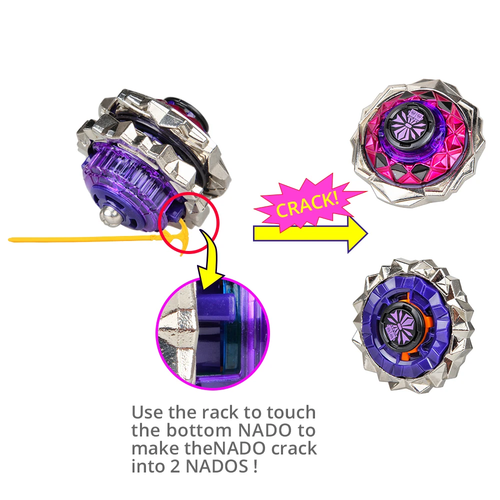 Juguete de Beyblade de la serie Infinity Nado 3 para ni&ntilde;os, transformable juguete de Metal, 2 en 1, giroscopio dividido, Batalla, giratorio, con lanzador-4