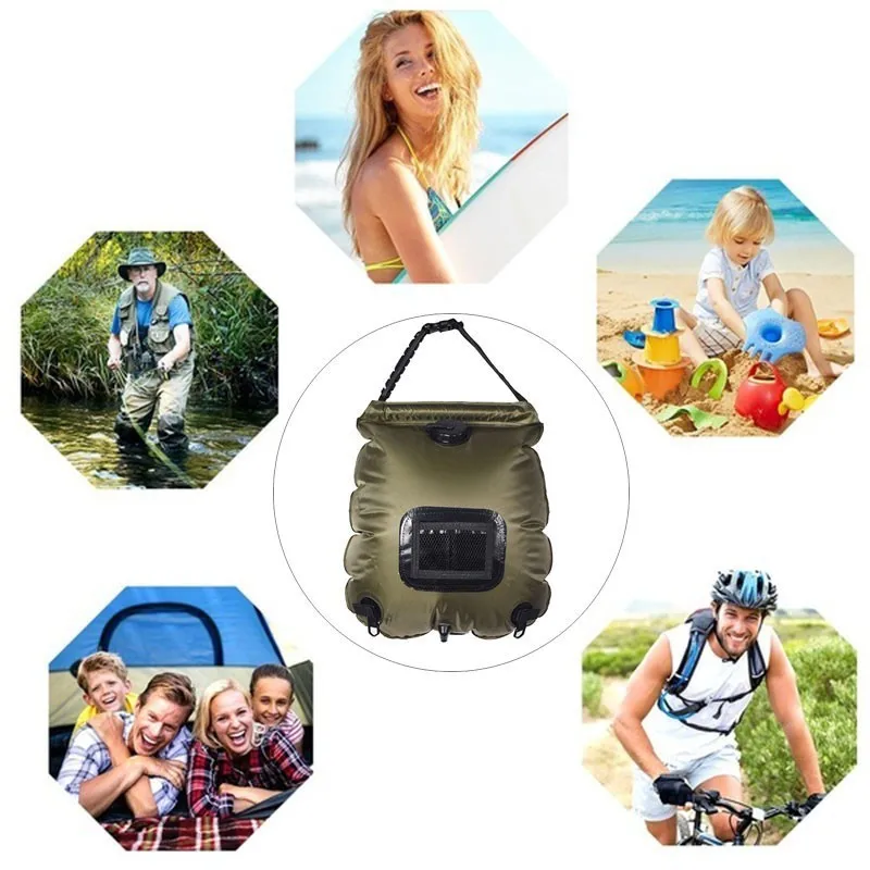 20л ПВХ Портативный Открытый Кемпинг Душ Пешие прогулки гидратация воды мешок