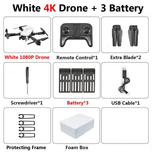 4K 3BAT foam box Радиоуправляемый Дрон с 4K HD камерой FPV Wi-Fi функция удержания высоты Selife Дрон складной Квадрокоптер Vs E58 SG106 M69 xs816 дроны - Цвет: 4K 3BAT foam box