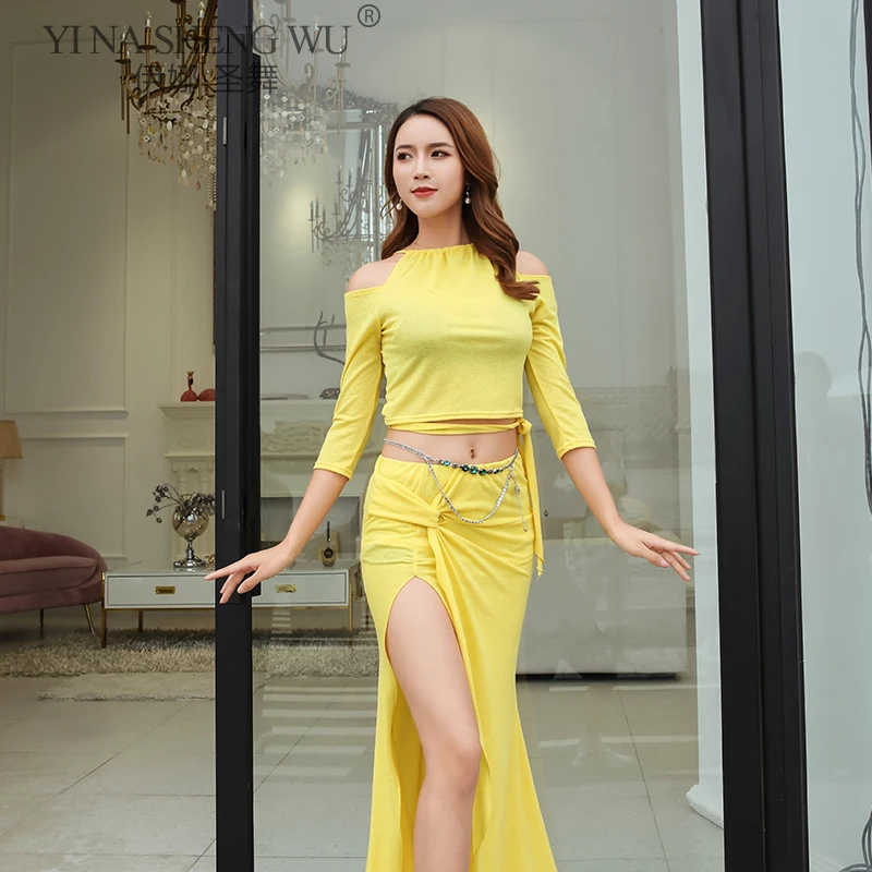 

Loose Design Sexy Belly Dance Costume Tops Sexy Split Long Skirt Dance Costume Oriental Professional Dance Practice Clothes New