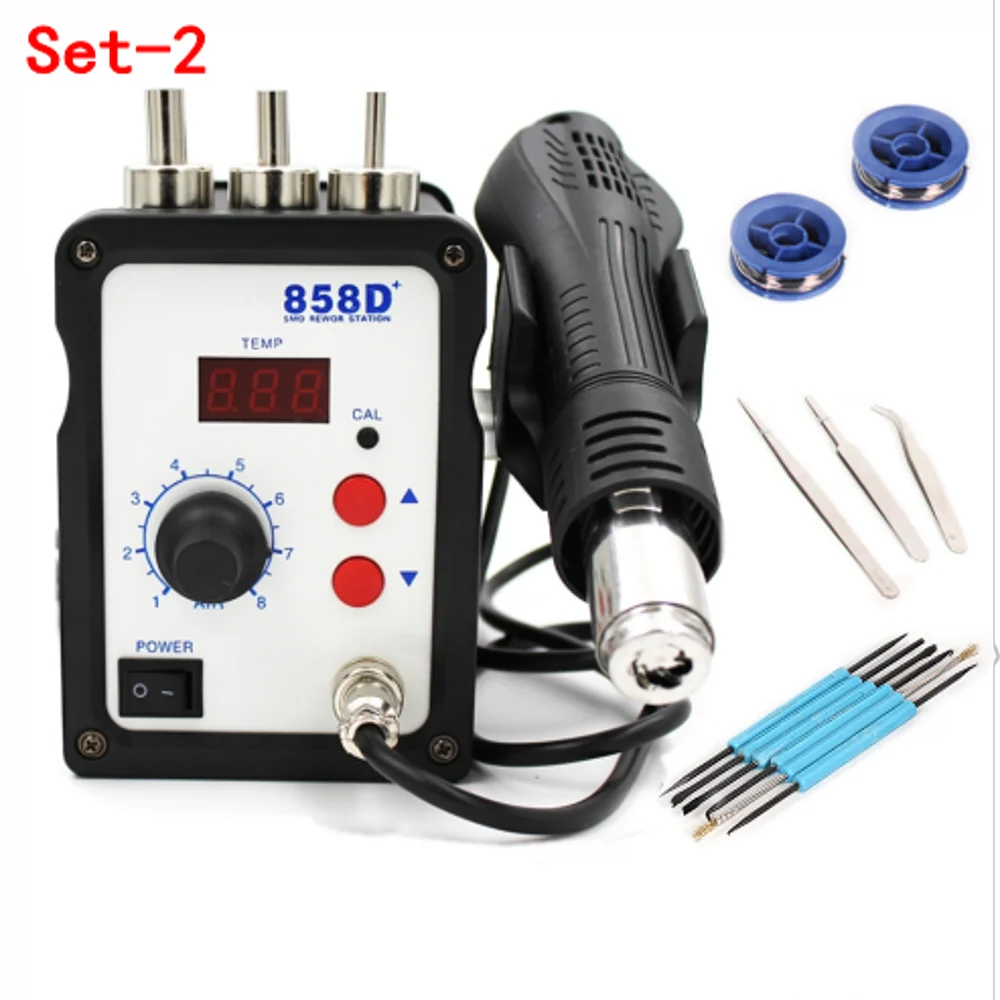Set-2 110V US Plug 8586 SMD BGA паяльная станция горячего воздуха воздуходувка пистолет Интеллектуальное обнаружение холодный воздух Сварка паяльник 858D+ инструмент для ремонта - Цвет: Set-2 110V US Plug
