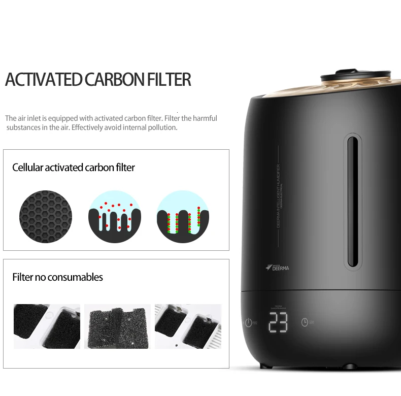Xiaomi Deerma бытовой 5L увлажнитель воздуха очиститель воздуха туман производитель синхронизации с интеллектуальным сенсорным экраном Регулируемое количество тумана