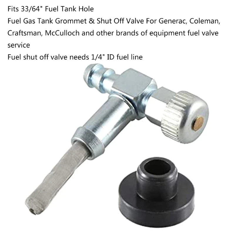 

Fuel Gas Tank Grommet and Shut Off Valv-e for Generators Craftsman Coleman Generac 33/64" Fuel Tank Hole