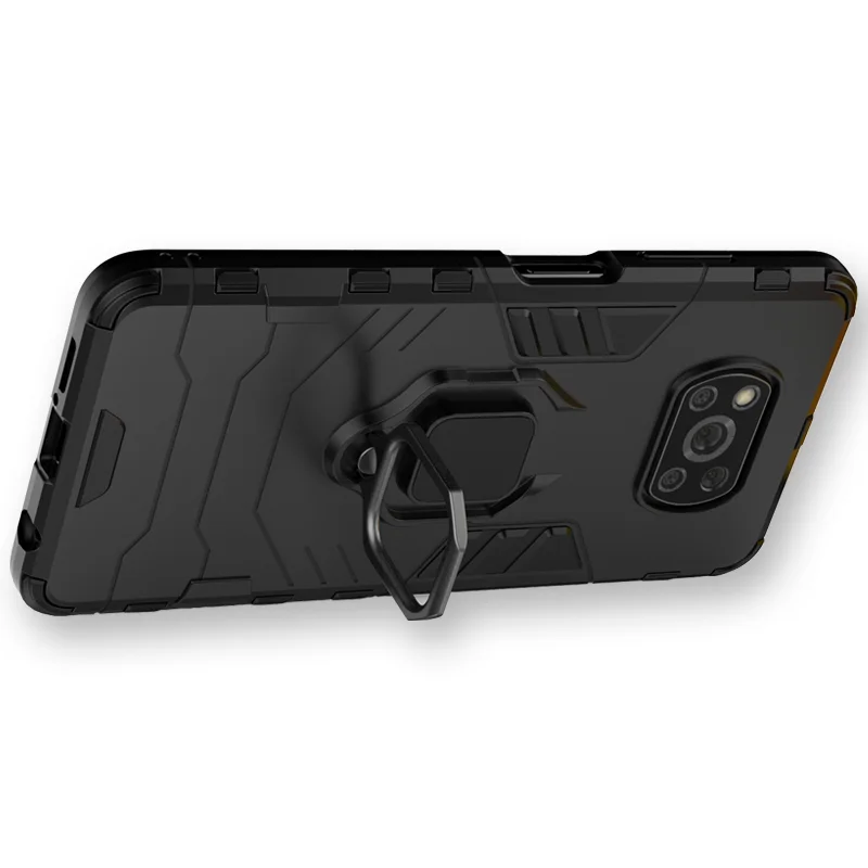Бронированные чехлы для телефонов POCO X3 NFC Pro кольцо Kickstand Противоударная задняя