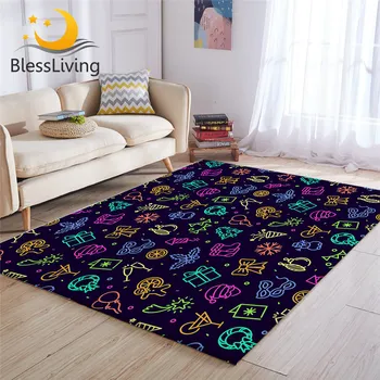 BlessLiving Merry Christmas Large Carpet for Living Room Colorful Soft Floor Mat Holiday Gift Area Rug Beautiful Alfombra 1pc 1