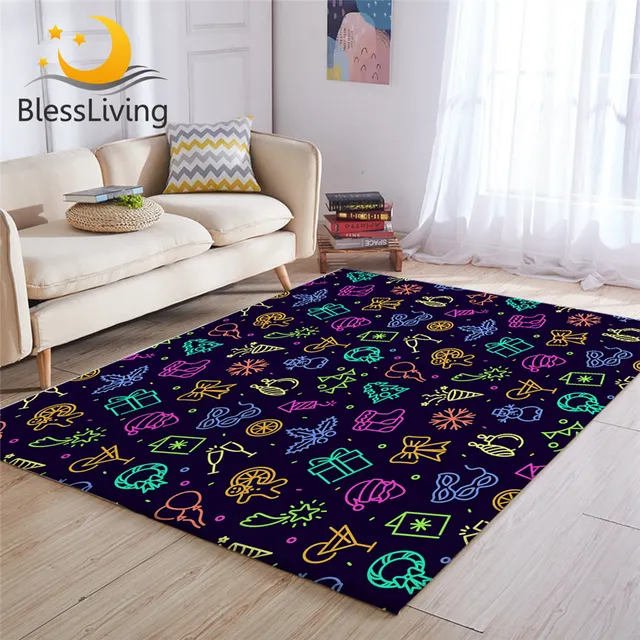 BlessLiving Merry Christmas Large Carpet for Living Room Colorful Soft Floor Mat Holiday Gift Area Rug Beautiful Alfombra 1pc 1