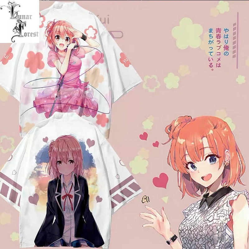 

My Teen Romantic Comedy SNAFU Yui Yuigahama Printing Japanese Anime Kimono Haori Summer Casual Cool Short Sleeve womens Cardigan