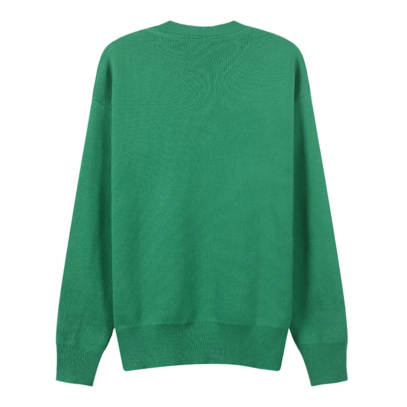 Женский трикотажный свитер с круглым вырезом длинным рукавом | Женская одежда