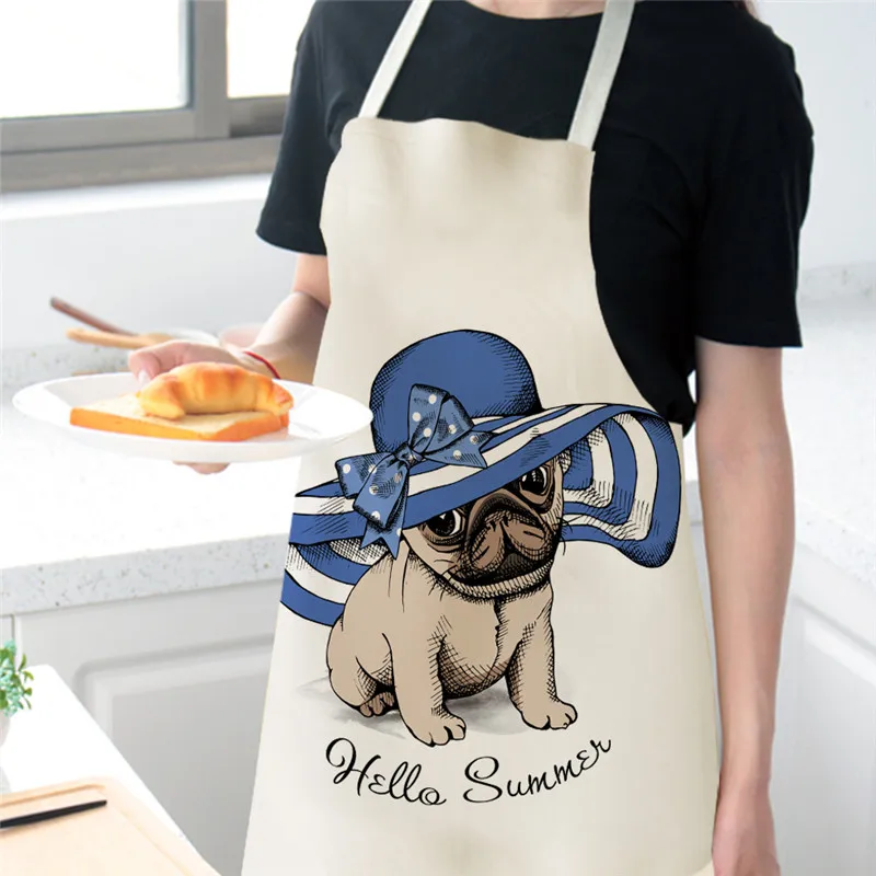 Кухонные фартуки с мультяшным принтом собаки хлопковые льняные домашние