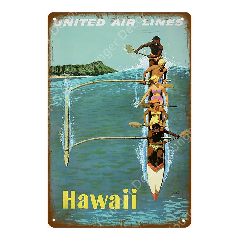 YD6911A Aloha пляжные жестяные вывески винтажные летние металлические настенные таблички Гавайи Тики Бар Декор Дом Приморский декоративная тарелка для серфинга Carft YA040 - Цвет: YD6911A