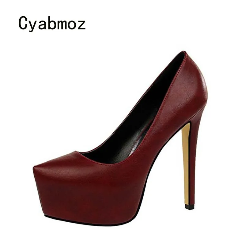 

Женские туфли-лодочки на платформе и тонком высоком каблуке