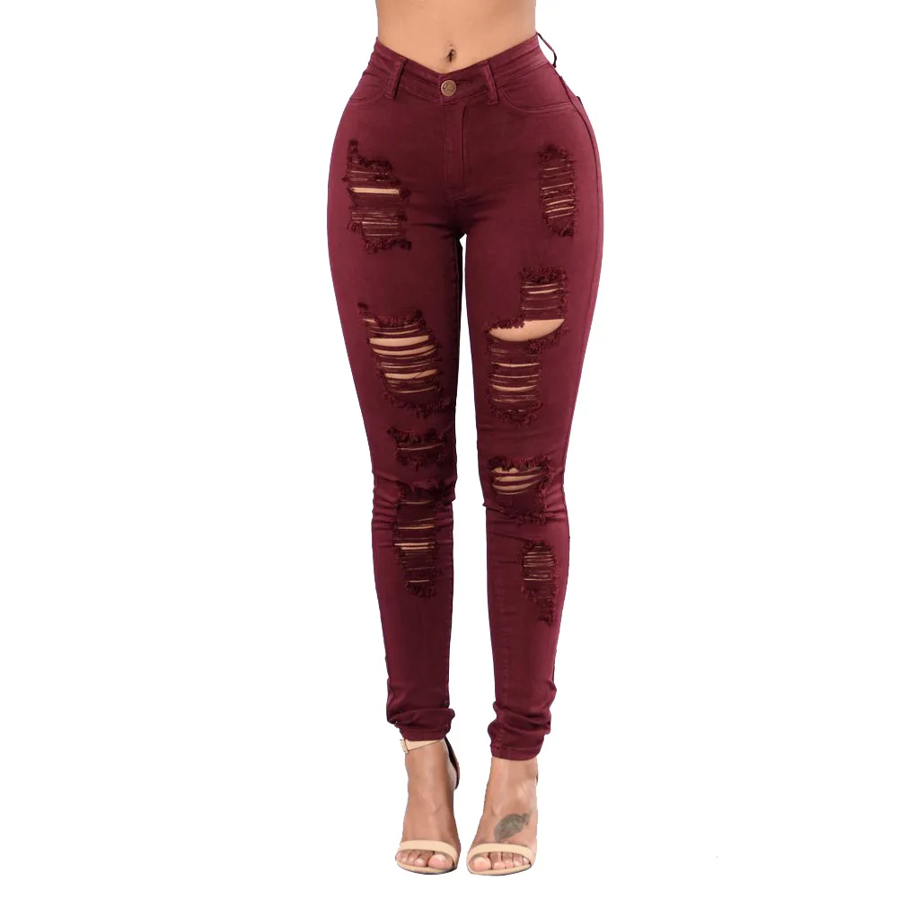 Plus Size Ripped Jeans for Women Clothing Sexy High Waist Skinny Push Up Denim Distressed Trousers Slim Femme Free Shiping | Женская