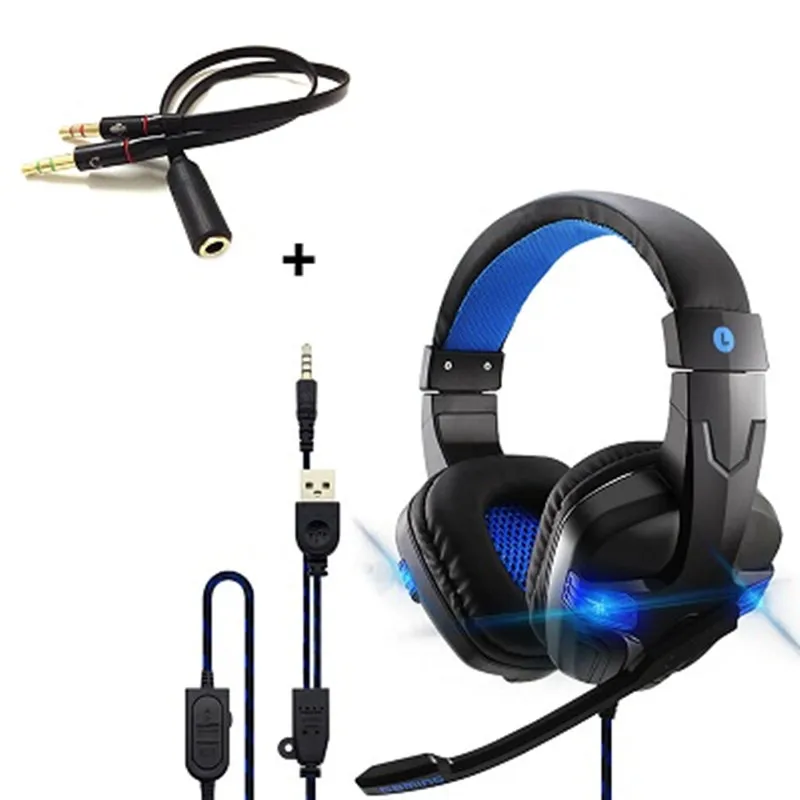 blue with splitter Игровые наушники-лягушки для PS4, наушники с микрофоном для sony PS4 PS3, переключатели kingd для Xbox one, наушники для ПК - Цвет: blue with splitter