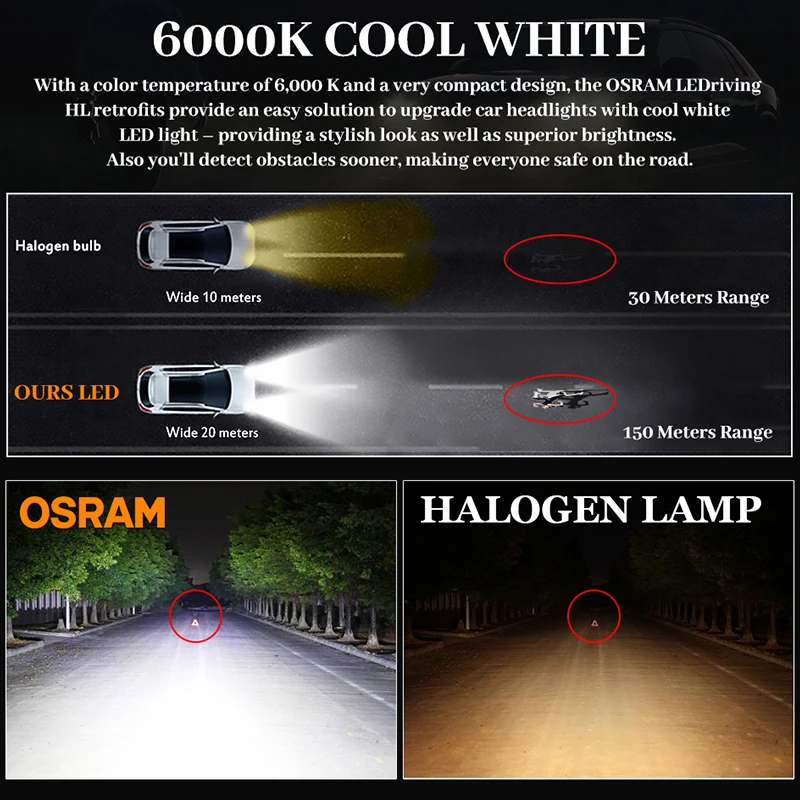 OSRAM Ledriving H7 LED H4 H8 H11 9005 HB3 9006 HB4 Светодиодные лампы для автомобилей 6000K Авто фары Превосходные лампы Turbo LED 50 Вт 25000LM