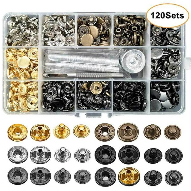 

Набор металлических застежек для одежды, 12,5 мм, 4 инструмента для установки, 6 цветов