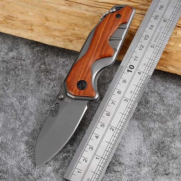 Охотничий складной нож с лезвием из стали и древесной ручкой 55HRC | Инструменты