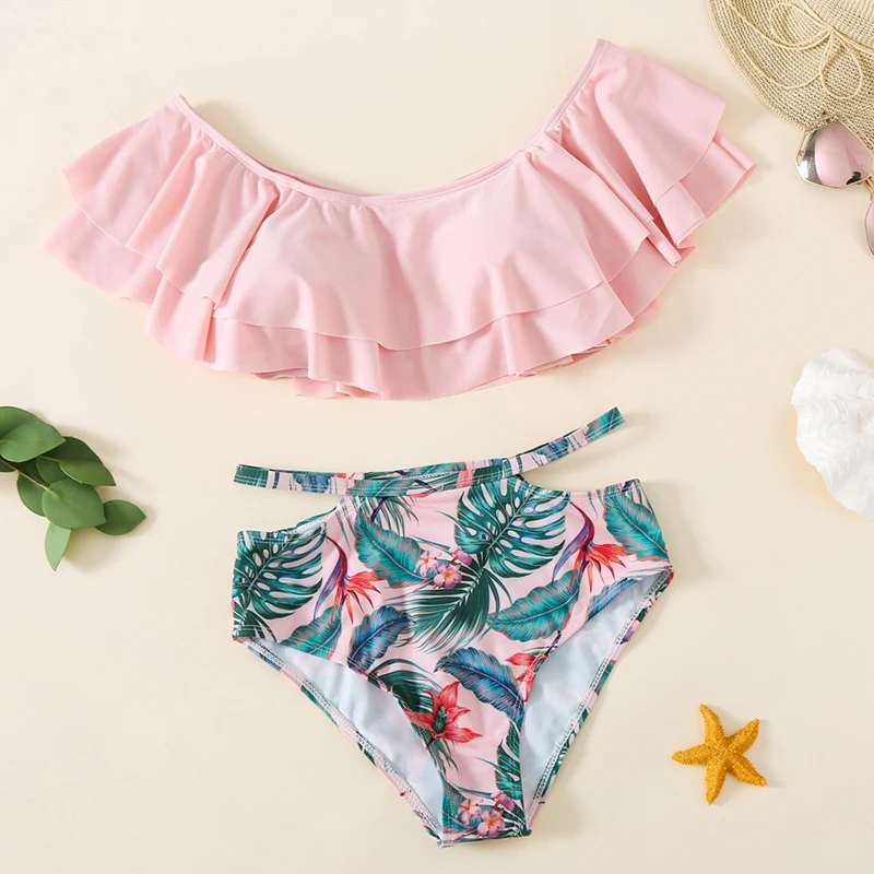 Семейный образ пляжные бикини для мамы и дочки купальники одежда мам пап я отца