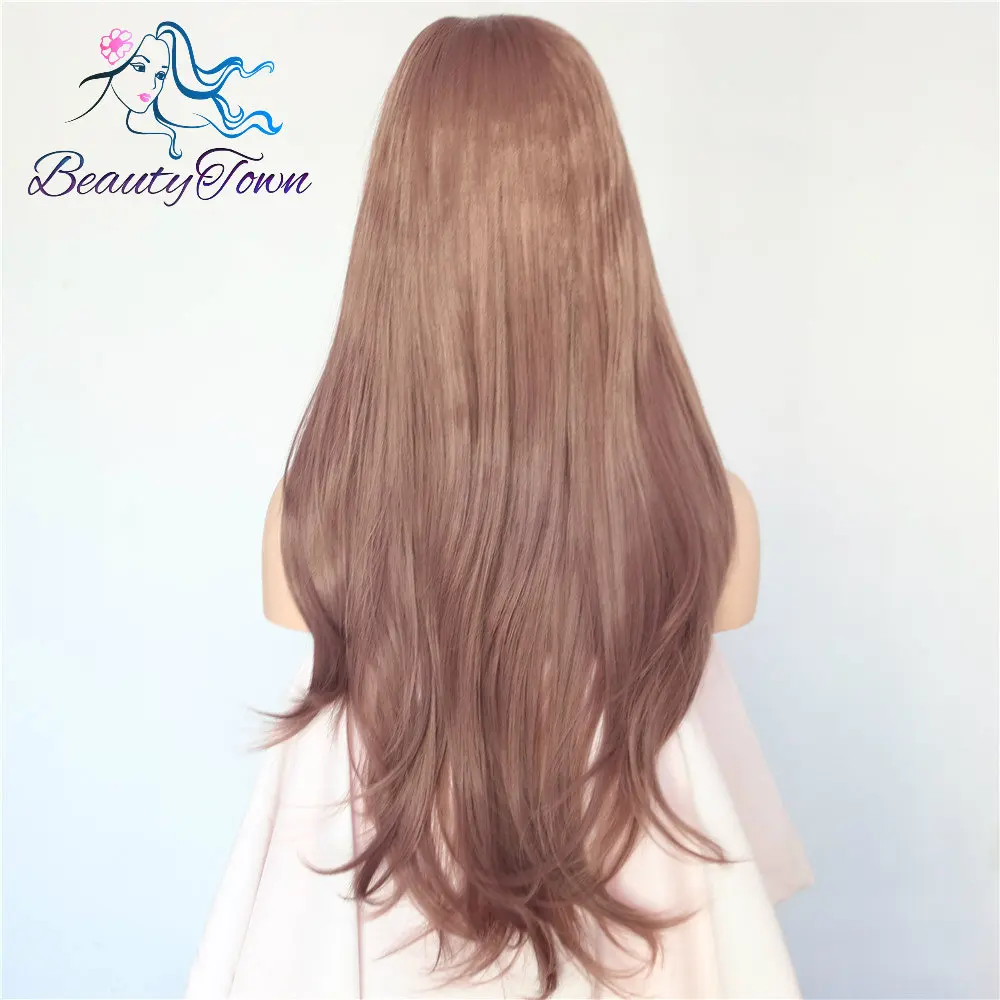 Light Coffee BeautyTown светло-кофейный цвет маскарадный Косплей блогер Повседневный макияж синтетические кружева спереди Свадебные вечерние парики для девочек подарок - Цвет: Light Coffee