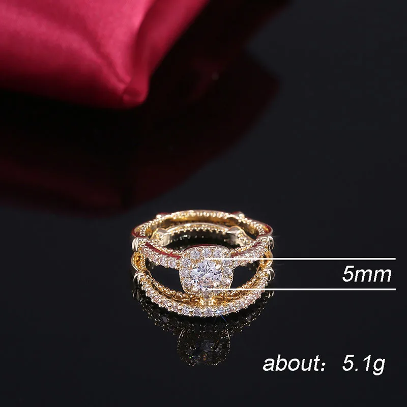 Набор Колец Modyle Женский роскошный винтажный Свадебный комплект колец с круглым