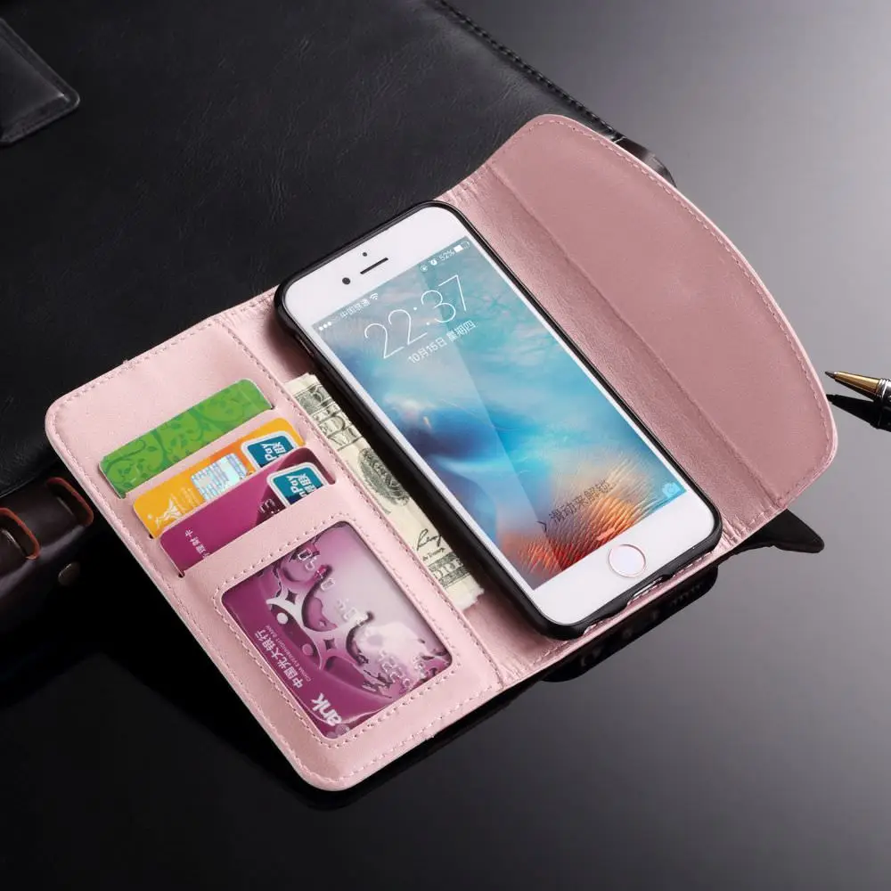 Роскошный кожаный чехол-кошелек для iPhone Xr X Xs 11 Pro Max, Женская милая сумка для телефона, чехол-бампер для iPhone 7, 8, 6 S, 6 Plus, 5C, 5 S, SE