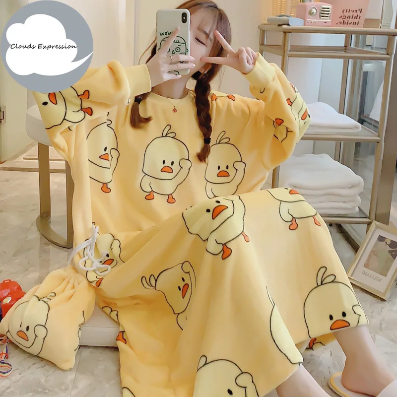 Зимний новый дизайн индивидуальная женская теплая фланелевая ночная рубашка из