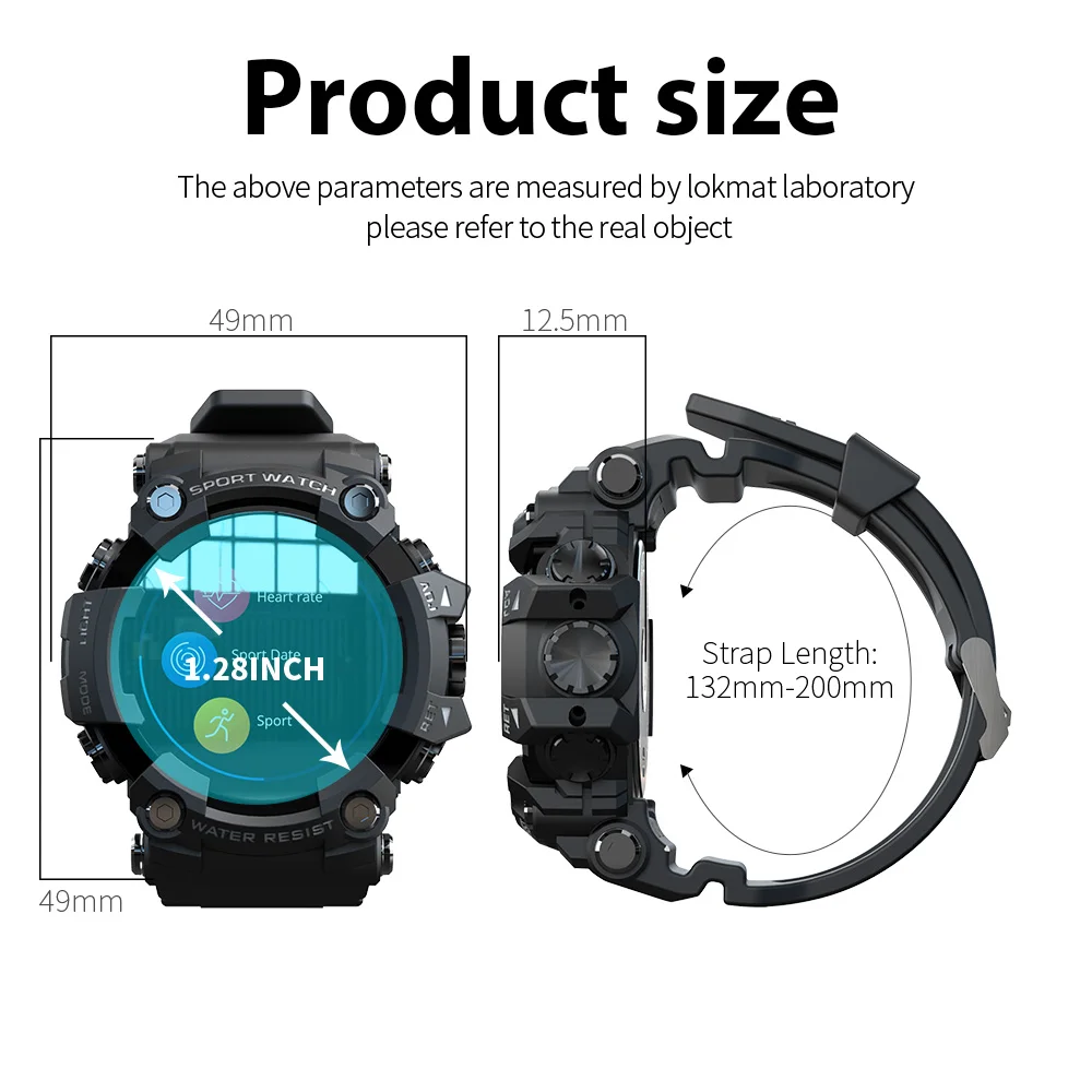 Фитнес-трекер LOKMAT 1 28 дюйма умные часы с сенсорным экраном для мужчин и женщин