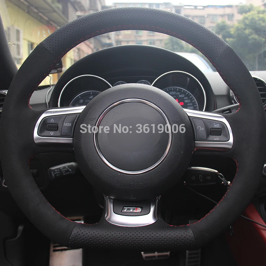 Чехол на руль из черной замши для Audi TT 2008 2013|Чехлы руль| |