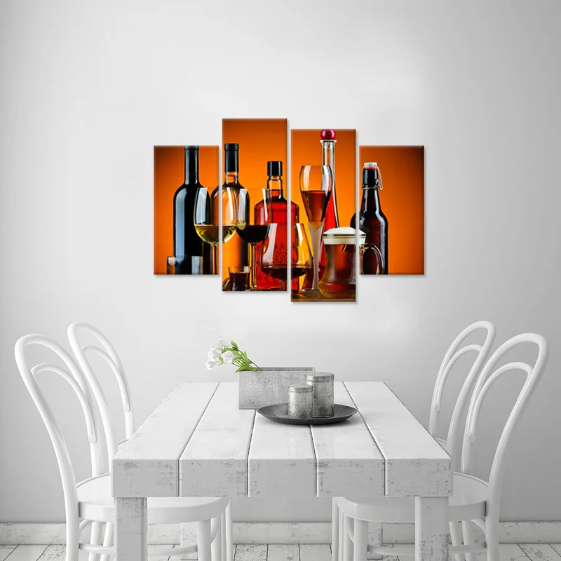 4 шт. картины на холсте вина тематические Настенный декор бокалы для алкогольных