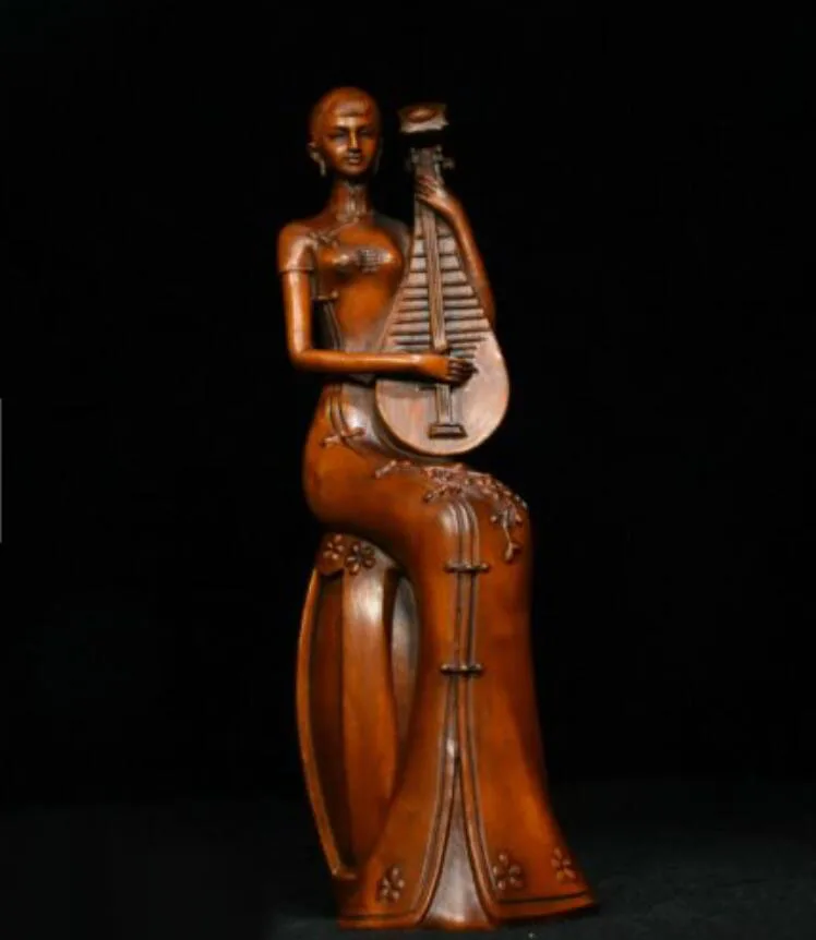 

Классическая китайская резная статуя Белль из древесины бокса 9 дюймов