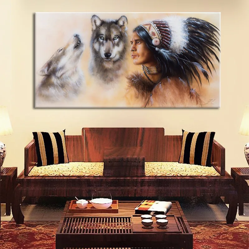 Современное струйное украшение с головой индийской женщины волка домашнее