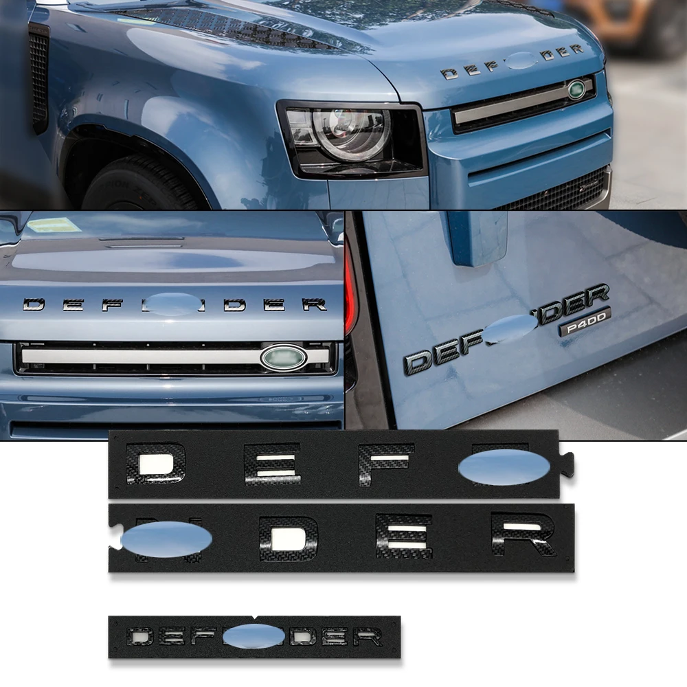 

for 2020 DEFENDER Offroad DIY Letters Emblem Carbon Fiber Badge Car Styling Refitting Front Hood and Lower Trunk Sticker