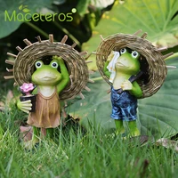 modern cute animal straw hat frog sculpture decoration synthetic resin creative crafts living room gardening decoration supplies