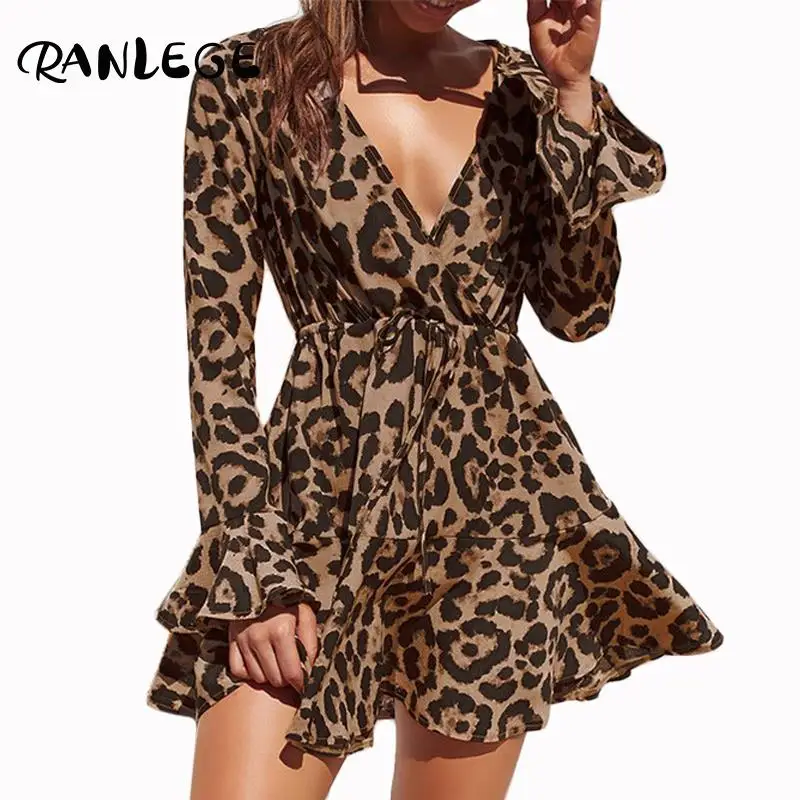 RANLEGE Новое поступление шифоновое летнее платье сексуальное с v образным вырезом