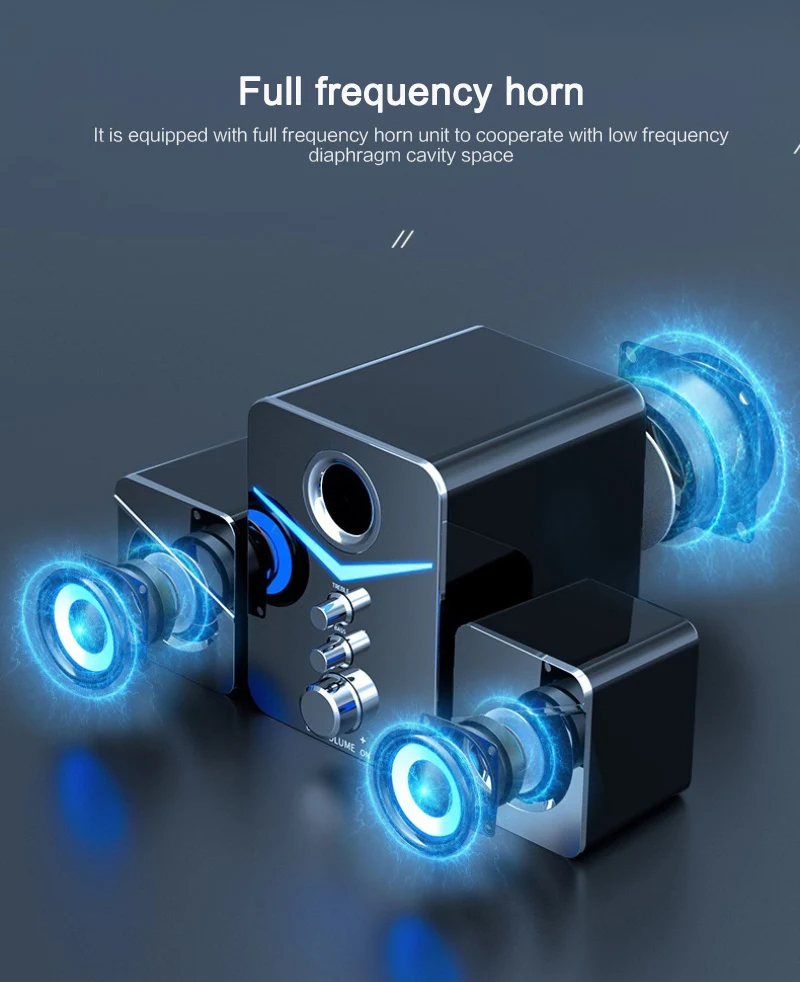 Мини компьютер 2 1 светодиодный динамик USB проводной 3D стерео звук объемный