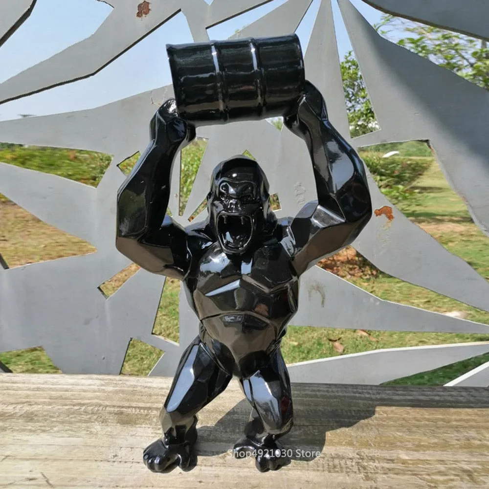 black 1" большой король конг креативное Украшение Искусство ремесло животное моделирование смолы статуя гориллы бюст фигурка Коллекционная модель игрушки коробка - Цвет: black