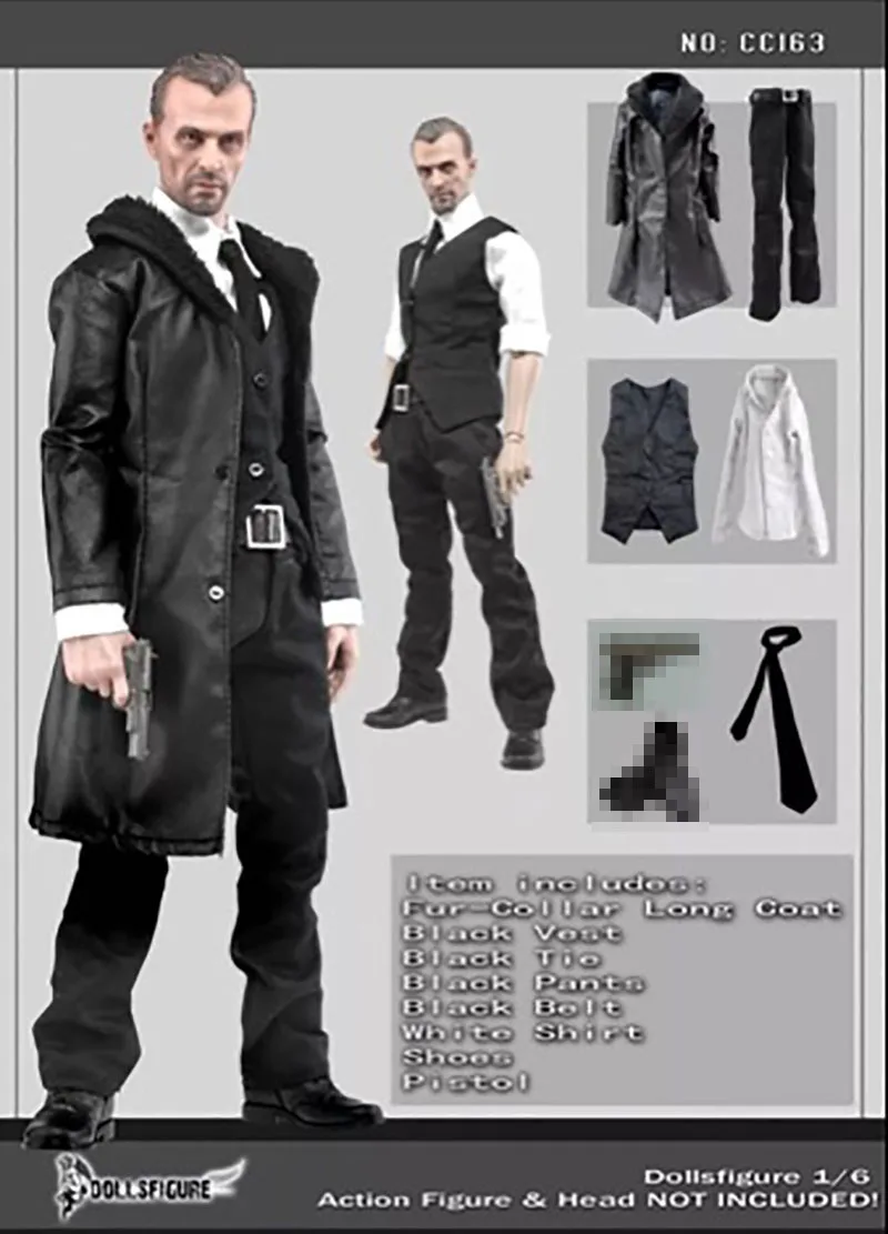 

DOLLSFIGURE 1/6 Scale Male Soldier Gothic Leather Suit Without Shoes Clothes Accessories Model CC163 Fit 12" Action Figure